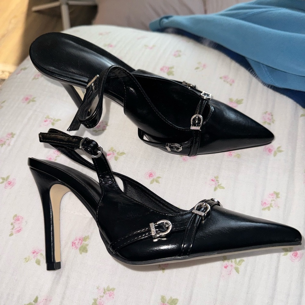 Elegant Black Slingback Heels